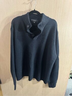 Liverpool Men's V-Neck Button Collar Sweater Navy Blue Size XL